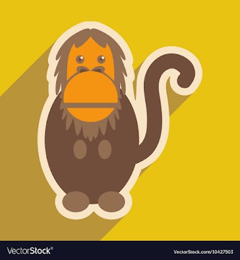 Flat icon with long shadow happy monkey vector image