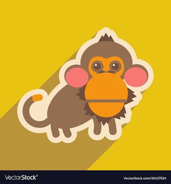 Flat icon with long shadow happy monkey vector image