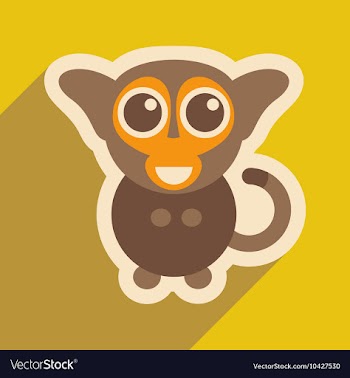 Flat icon with long shadow happy monkey vector image