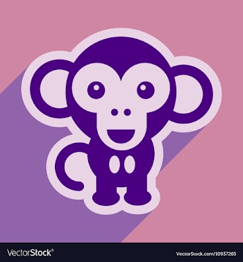 Flat icon with long shadow happy monkey vector image