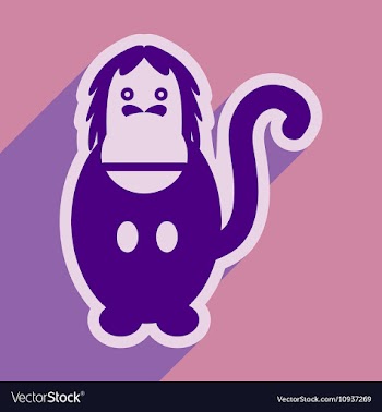 Flat icon with long shadow happy monkey vector image