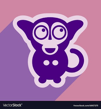 Flat icon with long shadow happy monkey vector image