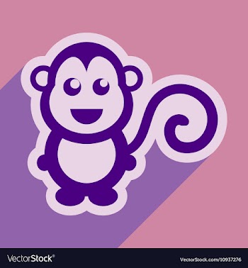 Flat icon with long shadow happy monkey vector image