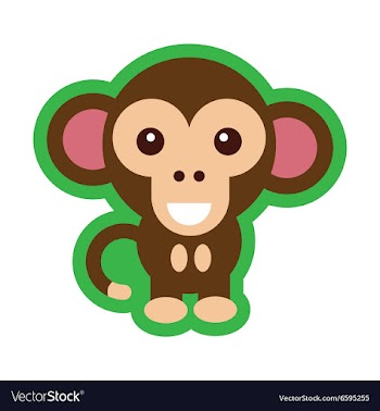 Flat icon with long shadow happy monkey vector image