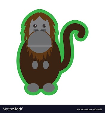 Flat icon with long shadow happy monkey vector image