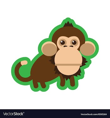 Flat icon with long shadow happy monkey vector image