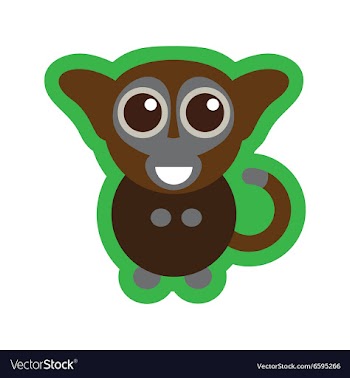 Flat icon with long shadow happy monkey vector image