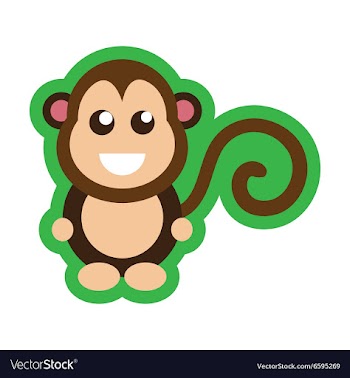 Flat icon with long shadow happy monkey vector image