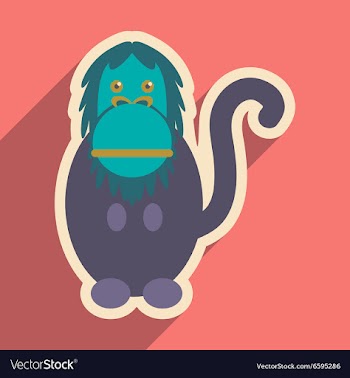 Flat icon with long shadow happy monkey vector image
