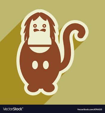 Flat icon with long shadow happy monkey vector image