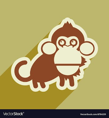 Flat icon with long shadow happy monkey vector image