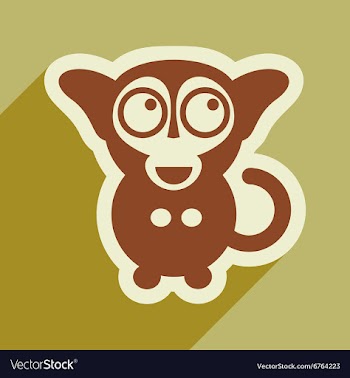Flat icon with long shadow happy monkey vector image