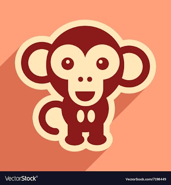 Flat icon with long shadow happy monkey vector image
