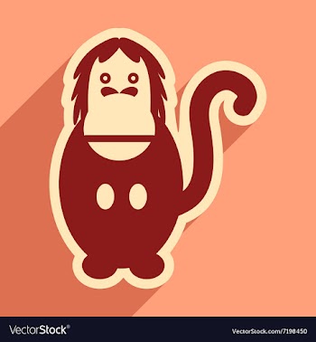 Flat icon with long shadow happy monkey vector image