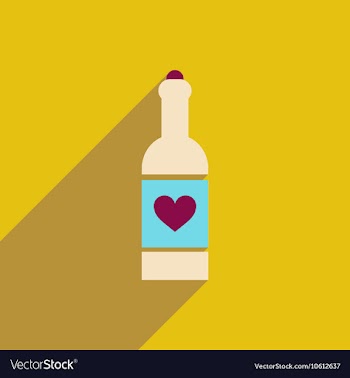 Flat icon with long shadow heart bottle vector image