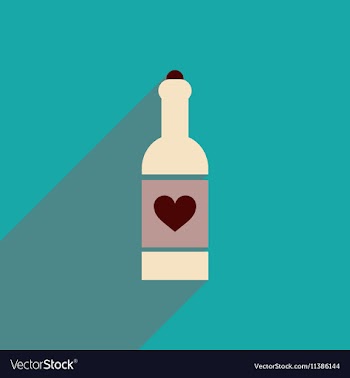 Flat icon with long shadow heart bottle vector image