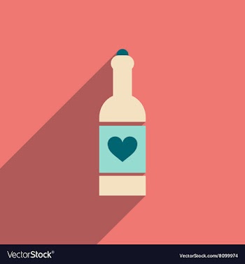 Flat icon with long shadow heart bottle vector image