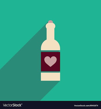Flat icon with long shadow heart bottle vector image