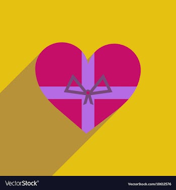 Flat icon with long shadow Heart gift box vector image