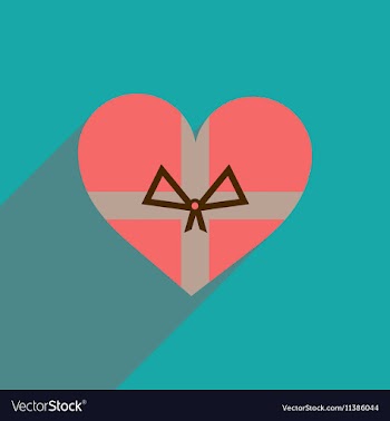 Flat icon with long shadow Heart gift box vector image