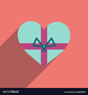 Flat icon with long shadow Heart gift box vector image