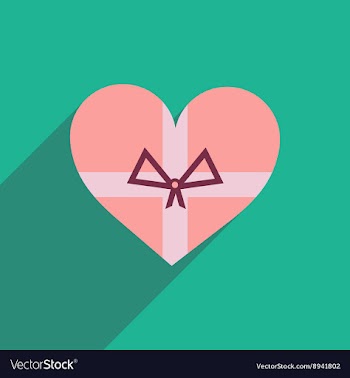 Flat icon with long shadow Heart gift box vector image