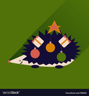 Flat icon with long shadow hedgehog gifts vector image