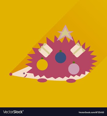 Flat icon with long shadow hedgehog gifts vector image