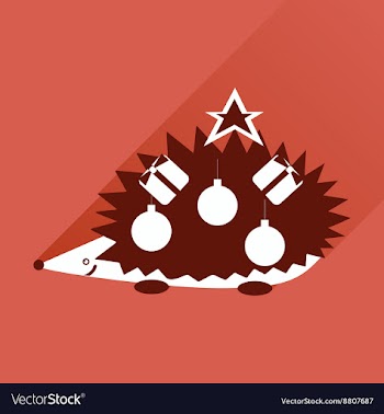 Flat icon with long shadow hedgehog gifts vector image