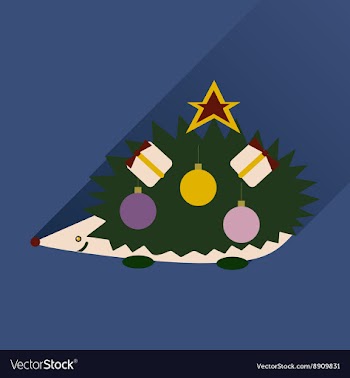 Flat icon with long shadow hedgehog gifts vector image