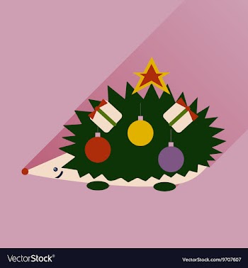 Flat icon with long shadow hedgehog gifts vector image