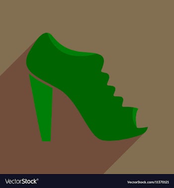 Flat icon with long shadow heeled shoes vector image