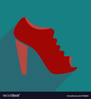 Flat icon with long shadow heeled shoes vector image