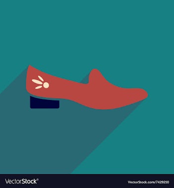 Flat icon with long shadow heeled shoes vector image