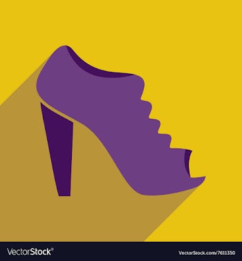 Flat icon with long shadow heeled shoes vector image