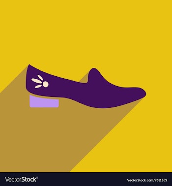 Flat icon with long shadow heeled shoes vector image