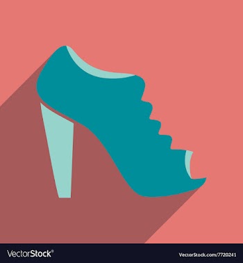 Flat icon with long shadow heeled shoes vector image