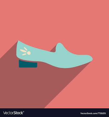 Flat icon with long shadow heeled shoes vector image