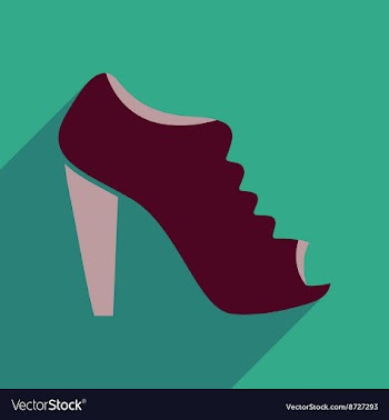 Flat icon with long shadow heeled shoes vector image