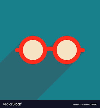 Flat icon with long shadow hipster glasses vector image