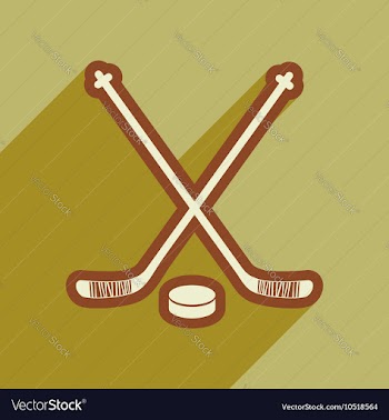 Flat icon with long shadow hockey sticks vector image