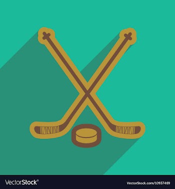 Flat icon with long shadow hockey sticks vector image