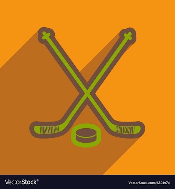 Flat icon with long shadow hockey sticks vector image