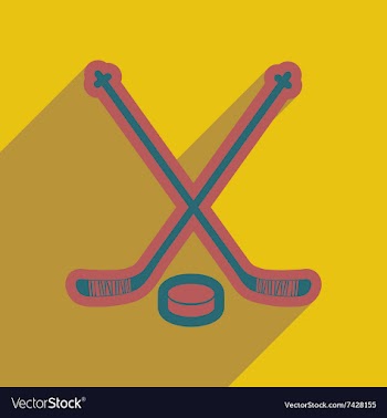 Flat icon with long shadow hockey sticks vector image