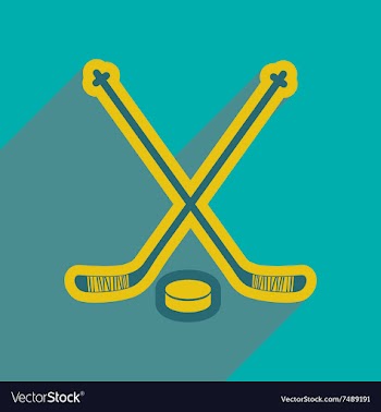 Flat icon with long shadow hockey sticks vector image