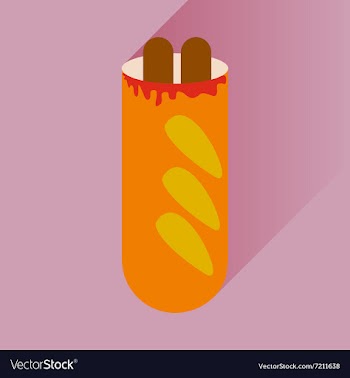 Flat icon with long shadow hot dog sausage double vector image