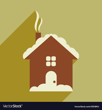 Flat icon with long shadow House under snow vector image