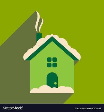 Flat icon with long shadow House under snow vector image