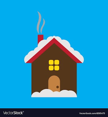 Flat icon with long shadow House under snow vector image