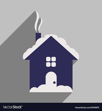 Flat icon with long shadow House under snow vector image